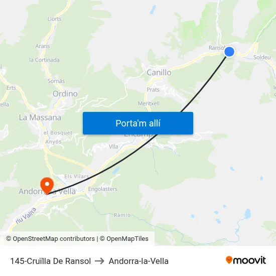 145-Cruïlla De Ransol to Andorra-la-Vella map