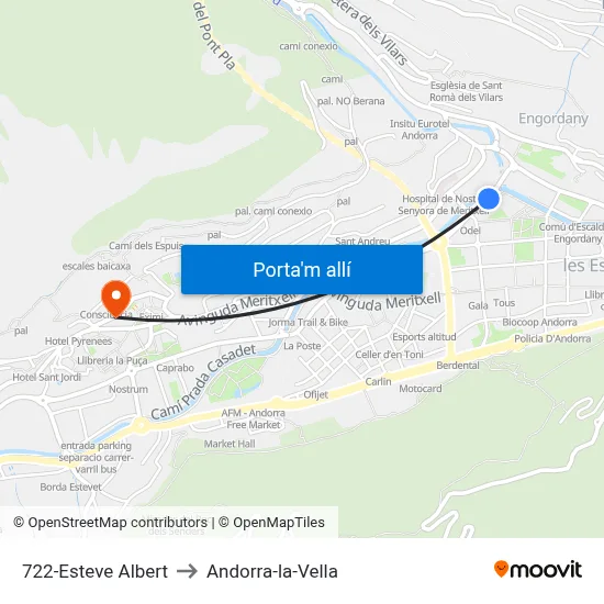722-Esteve Albert to Andorra-la-Vella map