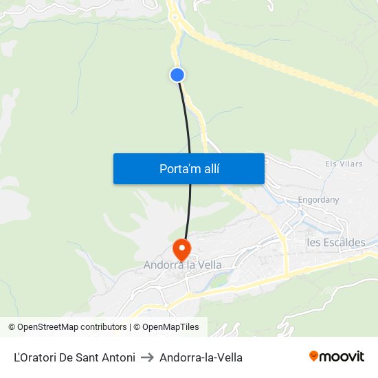 L'Oratori De Sant Antoni to Andorra-la-Vella map