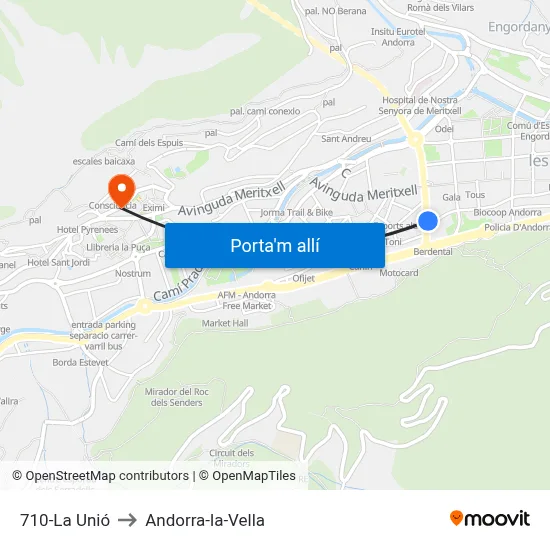 710-La Unió to Andorra-la-Vella map