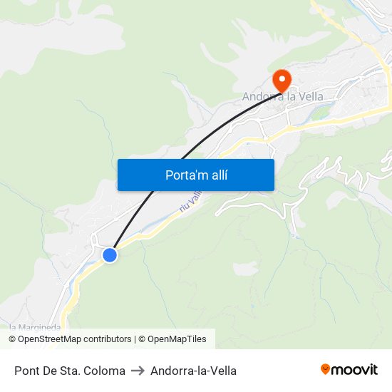 Pont De Sta. Coloma to Andorra-la-Vella map