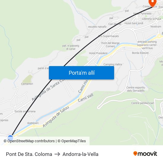 Pont De Sta. Coloma to Andorra-la-Vella map
