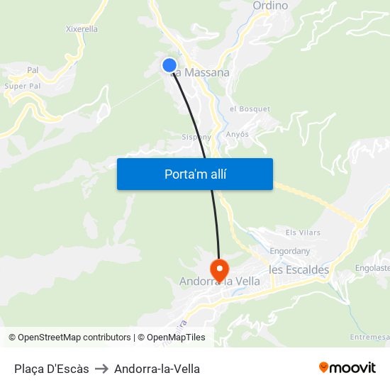 Plaça D'Escàs to Andorra-la-Vella map