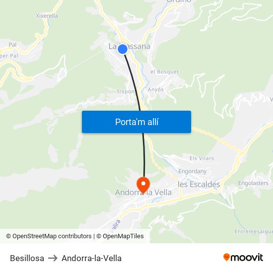 Besillosa to Andorra-la-Vella map