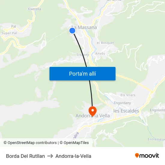 Borda Del Rutllan to Andorra-la-Vella map