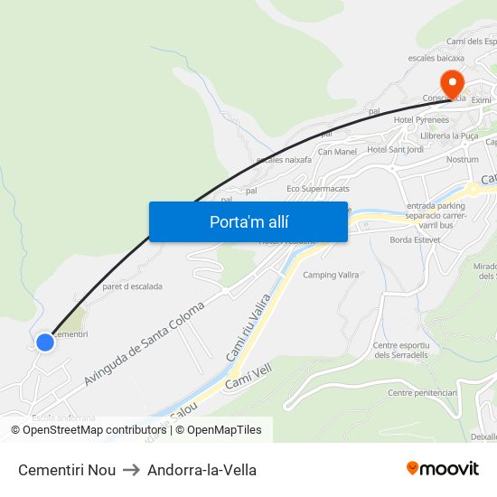 Cementiri Nou to Andorra-la-Vella map