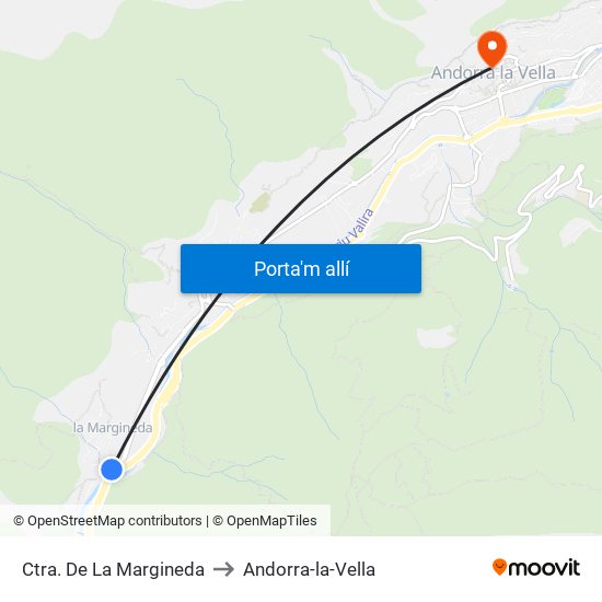 Ctra. De La Margineda to Andorra-la-Vella map