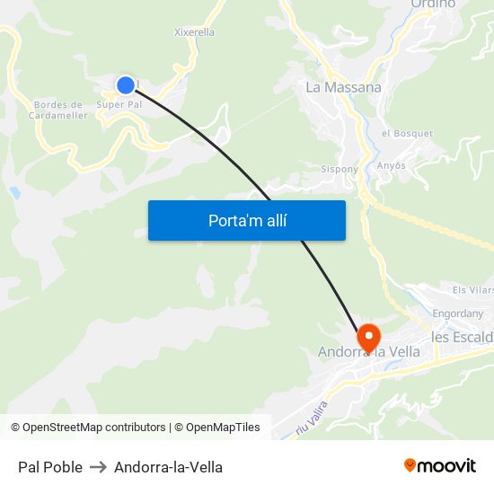 Pal Poble to Andorra-la-Vella map