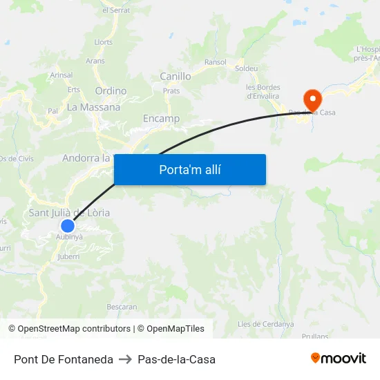 Pont De Fontaneda to Pas-de-la-Casa map