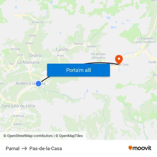 Parnal to Pas-de-la-Casa map