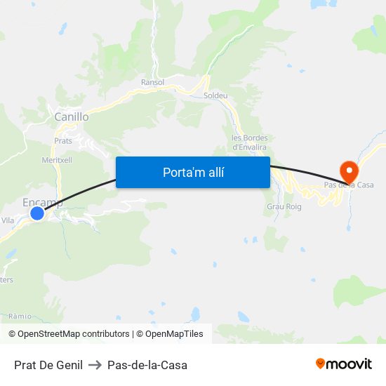 Prat De Genil to Pas-de-la-Casa map