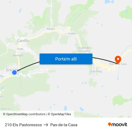 210-Els Pastoressos to Pas-de-la-Casa map