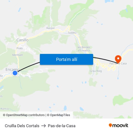 Cruïlla Dels Cortals to Pas-de-la-Casa map