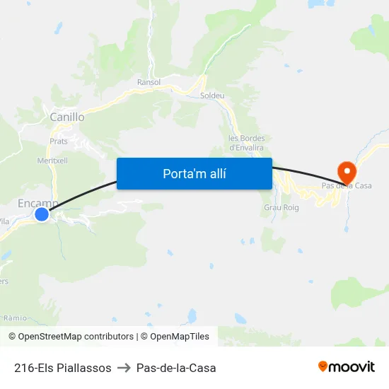 216-Els Piallassos to Pas-de-la-Casa map