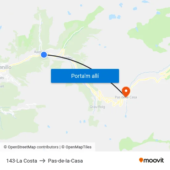 143-La Costa to Pas-de-la-Casa map