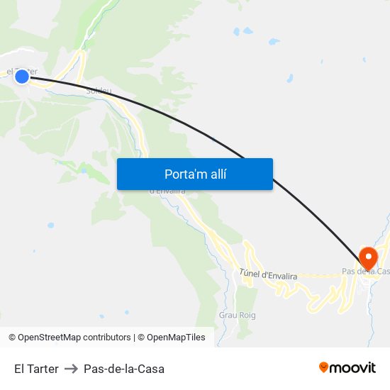 El Tarter to Pas-de-la-Casa map