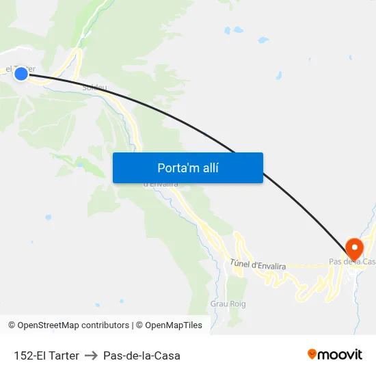 152-El Tarter to Pas-de-la-Casa map