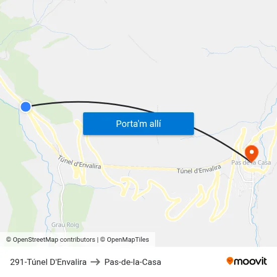 291-Túnel D'Envalira to Pas-de-la-Casa map