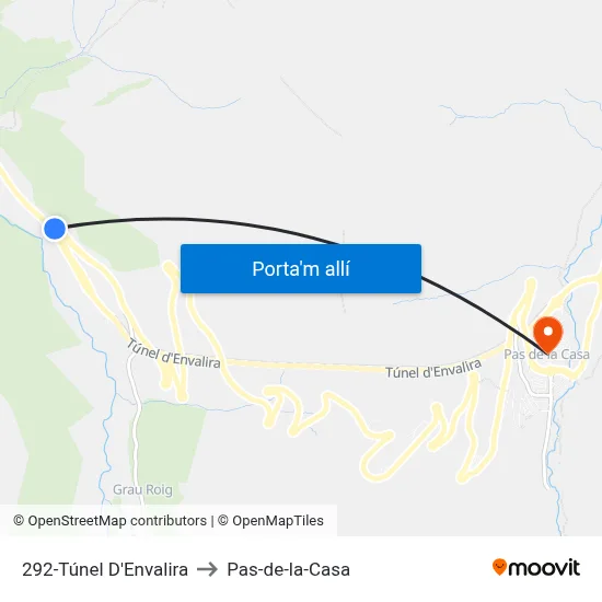 292-Túnel D'Envalira to Pas-de-la-Casa map