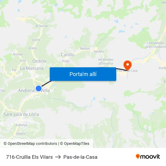 716-Cruïlla Els Vilars to Pas-de-la-Casa map