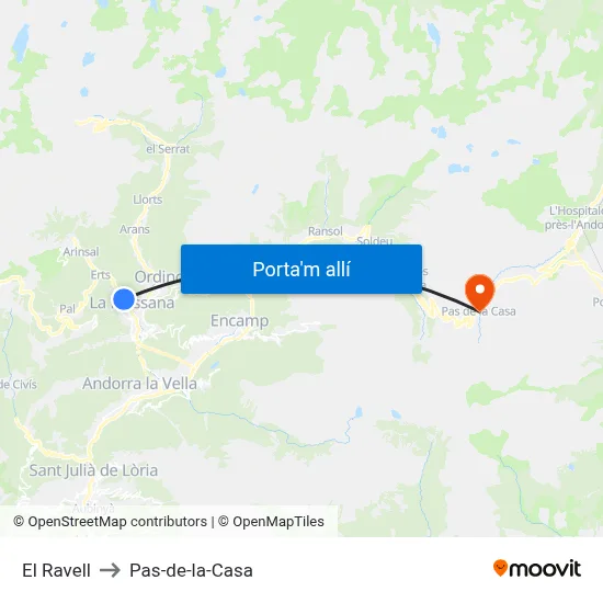 El Ravell to Pas-de-la-Casa map