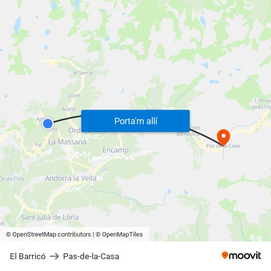 El Barricó to Pas-de-la-Casa map