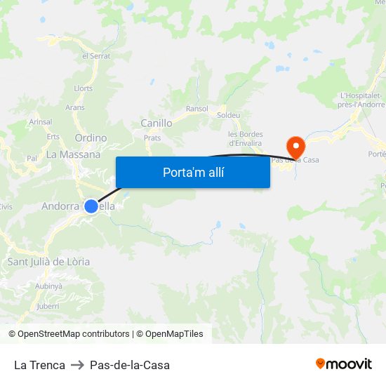 La Trenca to Pas-de-la-Casa map