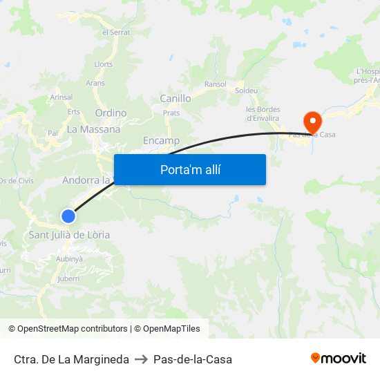 Ctra. De La Margineda to Pas-de-la-Casa map