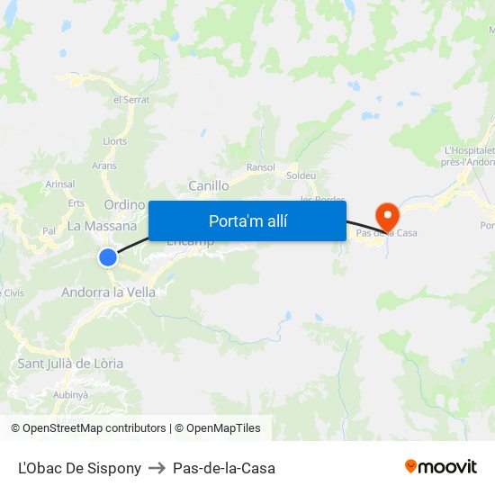 L'Obac De Sispony to Pas-de-la-Casa map