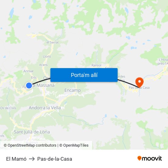 El Mamó to Pas-de-la-Casa map
