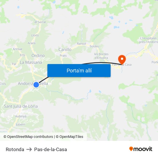 Rotonda to Pas-de-la-Casa map
