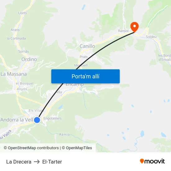 La Drecera to El-Tarter map