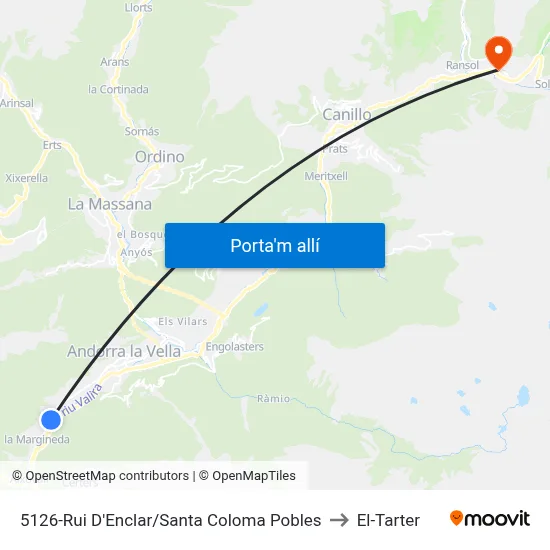 5126-Rui D'Enclar/Santa Coloma Pobles to El-Tarter map