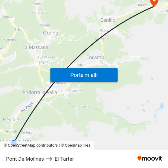 Pont De Molines to El-Tarter map