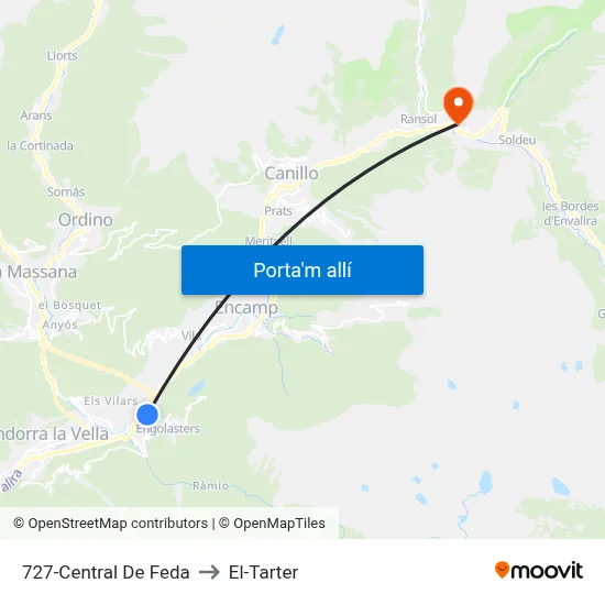 727-Central De Feda to El-Tarter map