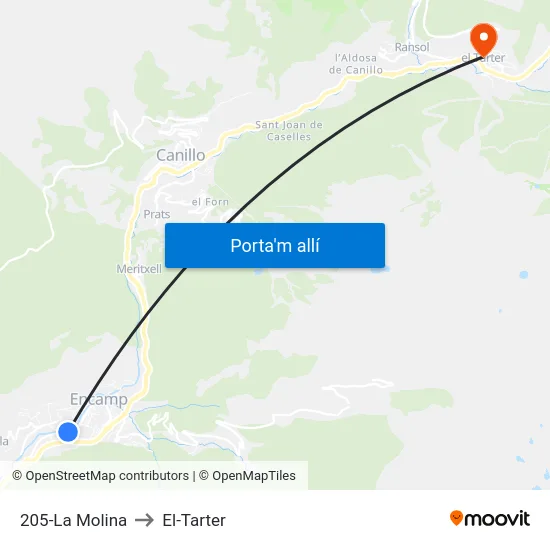 205-La Molina to El-Tarter map