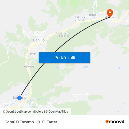 Comú D'Encamp to El-Tarter map