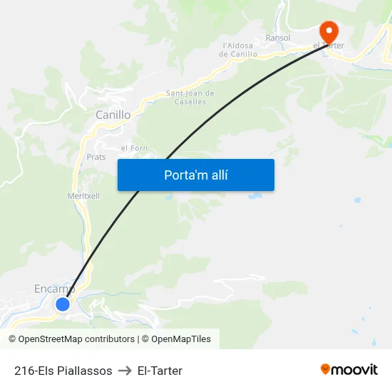 216-Els Piallassos to El-Tarter map
