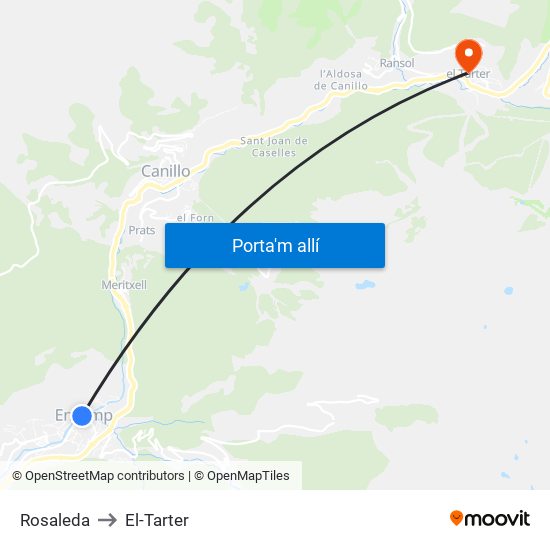 Rosaleda to El-Tarter map