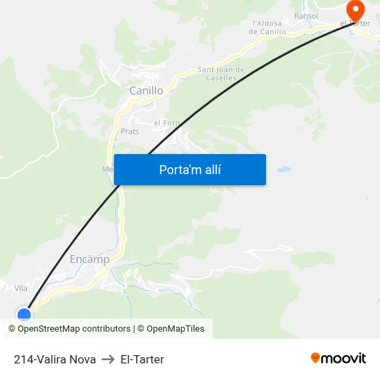 214-Valira Nova to El-Tarter map