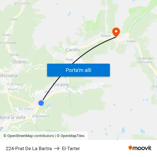 224-Prat De La Bartra to El-Tarter map