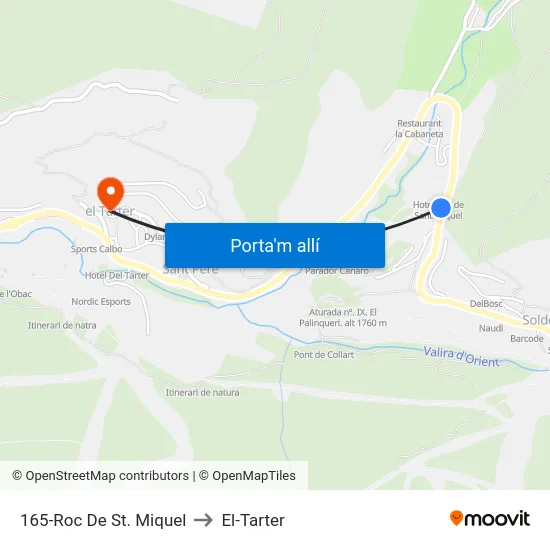 165-Roc De St. Miquel to El-Tarter map