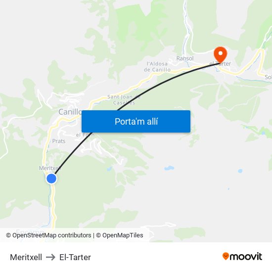 Meritxell to El-Tarter map
