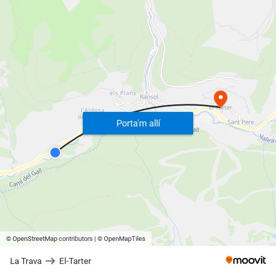 La Trava to El-Tarter map