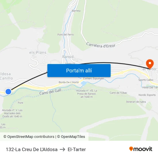132-La Creu De L'Aldosa to El-Tarter map