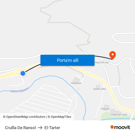 Cruïlla De Ransol to El-Tarter map