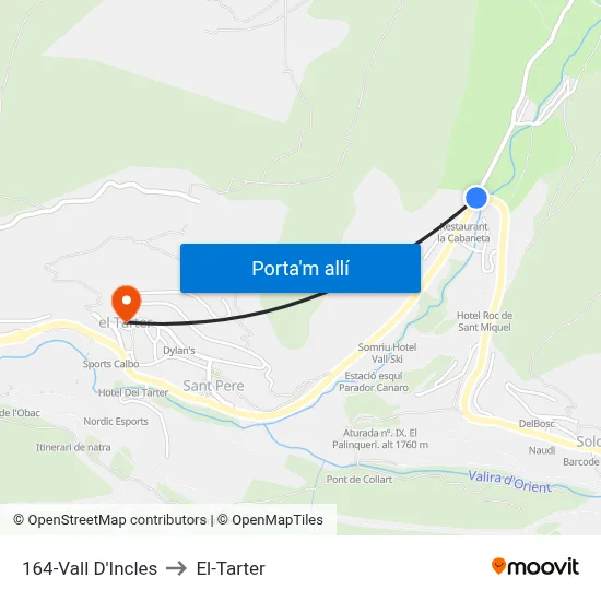 164-Vall D'Incles to El-Tarter map