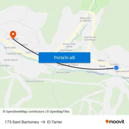 173-Sant Bartomeu to El-Tarter map