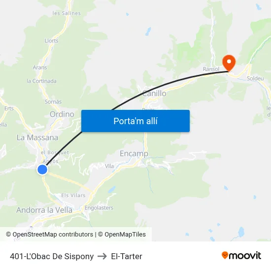 401-L'Obac De Sispony to El-Tarter map