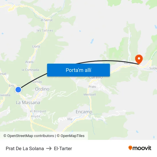 Prat De La Solana to El-Tarter map